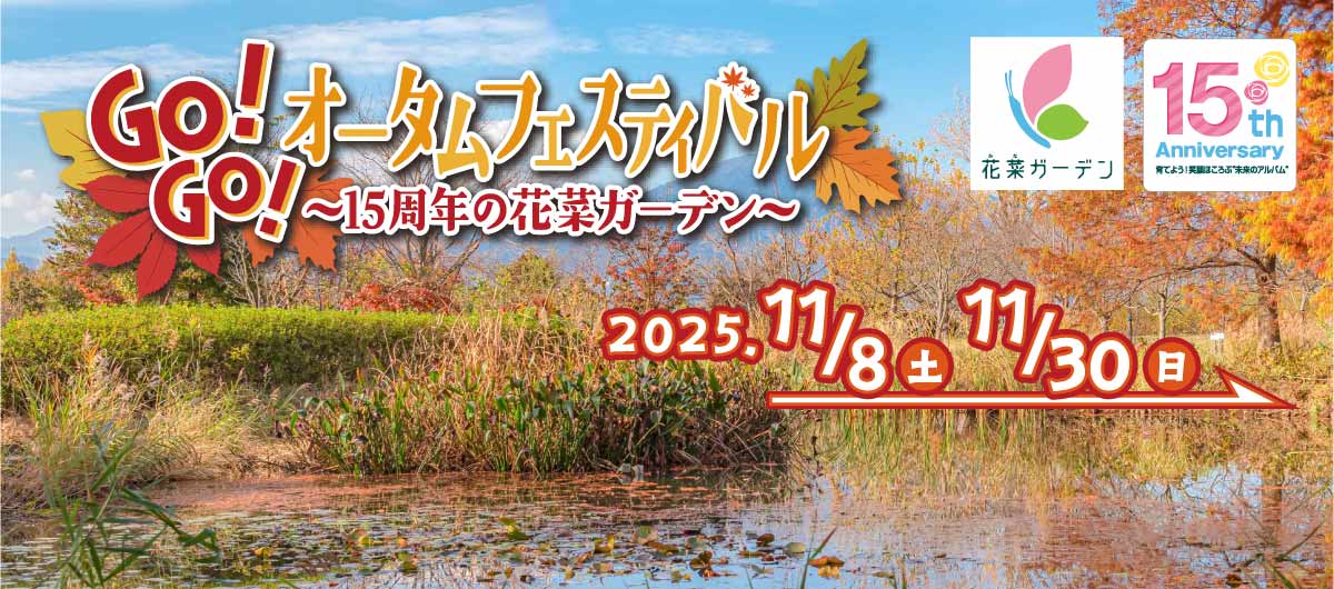 15周年の花菜ガーデン11/30(日)まで〈Go!Go!オータムフェスティバル〉
